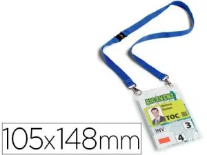 PORTE-BADGE DURABLE A6 LACET DUO KIT ÉVÈNEMENTIEL PVC TRANSPARENT LACET BLEU