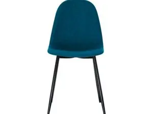 CHAISE MUST DOSSIER ET ASSISE EN TISSU PIEDS EN ACIER LAQUE NOIR 450X570X540MM COLORIS BLEU