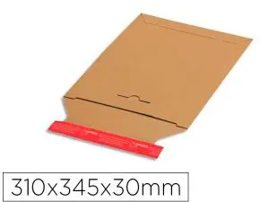 POCHETTE EXPEDITION COLOMPAC CARTON RIGIDE BRUN BANDE      ADHESIVE 310X345X30MM