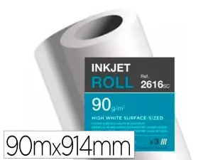 PAPIER CLAIREFONTAINE SURFACE HAUTE BLANCHEUR LARGEUR       90MX914MM 90G APLICATION JET  D'ENCRE ET COULEUR QUALITE