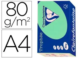 PAPIER CLAIREFONTAINE MULTIFONCTION LASER COULEUR TROPHE A4 80G/M2 VERT NATURE PARFAITE OPACITE PAQUET 500