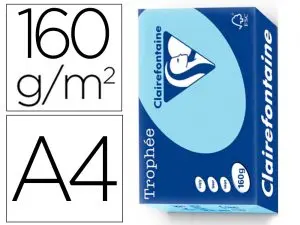 PAPIER CLAIREFONTAINE MULTIFONCTION LASER COULEUR   TROPHE A4 160G/M2 BLEU VIF    PARFAITE OPACITE PAQUET 500