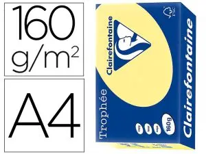 PAPIER CLAIREFONTAINE MULTIFONCTION LASER COULEUR   TROPHE A4 160G/M2 JONQUILLE   PARFAITE OPACITE PAQUET 250