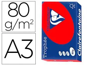 PAPIER CLAIREFONTAINE MULTIFONCTION LASER COULEUR   TROPHE A3 80G/M2 ROUGE CORAIL PARFAITE OPACITE PAQUET 500