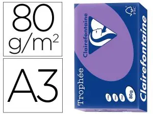 PAPIER CLAIREFONTAINE MULTIFONCTION LASER COULEUR   TROPHE A3 80G/M2 VIOLINE      PARFAITE OPACITE PAQUET 500