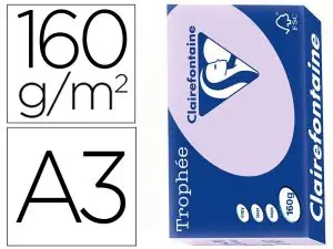PAPIER CLAIREFONTAINE MULTIFONCTION COULEUR LASER   TROPHE A3 160G/M2 LILAS       PARFAITE OPACITE PAQUET 250