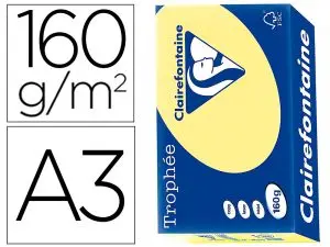PAPIER CLAIREFONTAINE MULTIFONCTION LASER COULEUR   TROPHE A3 160G/M2 JONQUILLE   PARFAITE OPACITE PAQUET 250
