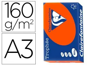 PAPIER CLAIREFONTAINE MULTIFONCTION LASER COULEUR   TROPHE A3 160G/M2 ROUGE       PARFAITE OPACITE PAQUET 250