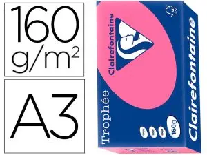 PAPIER CLAIREFONTAINE MULTIFONCTION LASER COULEUR   TROPHE A3 160G/M2  FUSCHIA    PARFAITE OPACITE PAQUET 250