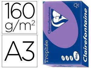 PAPIER CLAIREFONTAINE MULTIFONCTION LASER COULEUR   TROPHE A3 160G/M2 VIOLINE     PARFAITE OPACITE PAQUET 250