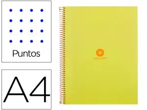 CAHIER SPIRALE ANTARTIK A4 80P 90G COUVERTURE CARTONEE REGLURE DOT 4 TROUS COLORIS JAUNE