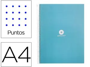 CAHIER SPIRALE ANTARTIK A4 80P 90G COUVERTURE CARTONEE REGLURE DOT 4 TROUS COLORIS BLEU CIEL