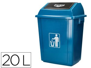 POUBELLE Q-CONNECT PLASTIQUE COUVERCLE BASCULANT OUVERTURE FACILE 2 POIGNEES 20L         340X240X450MM COLORIS BLEU