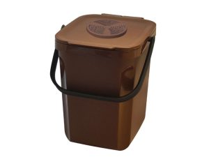 POUBELLE COMPOST ROSSIGNOL ORGANIK GREEN 10L VENTILE AVEC ANSE COLORIS MARRON