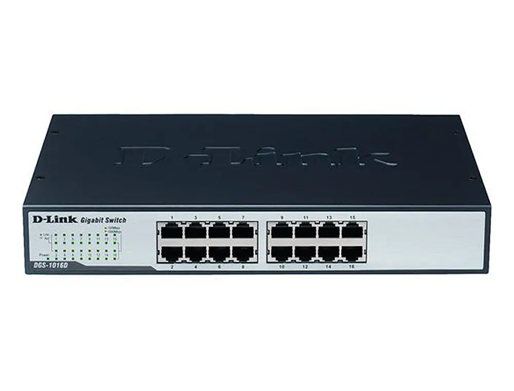 SWITCH DE BUREAU D-LINK COMMUTATEURS 16 PORTS 10/100/1000MBPS CONTROLE DE FLUX AUTO DETECTION PAR