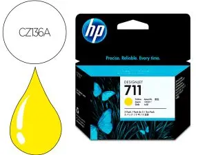 CARTOUCHE HP JET D'ENCRE 711 CZ136A COULEUR JAUNE 29ML LOT DE 3