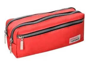 TROUSSE SCOLAIRE LIDERPAPEL LARGE RECTANGULAIRE 3 COMPARTIMENTS 210X80X85MM COLORIS ROUGE