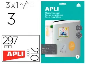 FEUILLES PAPIER APLI A4 AIMANTE JET ENCRE. PACK DE 3