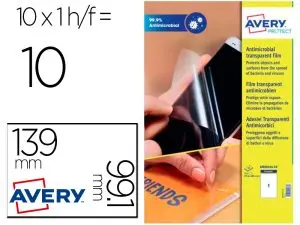 FILMS AVERY ANTIMICROBIENS ADHESIF AMOVIBLE              199,6X289,1MM BOITE DE 10