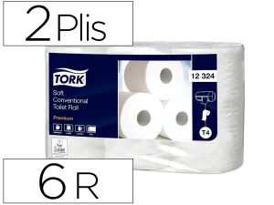ROULEAU PAPIER TOILETTE TORK BLANC 2 PLIS 396 FTS PAQUET   DE 6