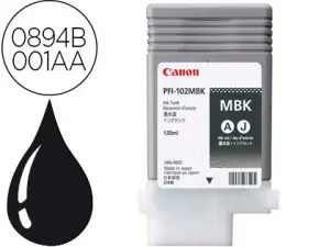 CARTOUCHE CANON JET D'ENCRE POUR IPF500 510 600 610 655 700 710 750 755 LP17 24 COULEUR NOIR MAT 130ML PFI-102MBK