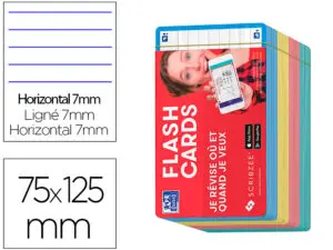 FICHES BRISTOL OXFORD FLASH 2.0 75X125MM 32 FICHES/FILM   L7MM CARTON ASSORTI
