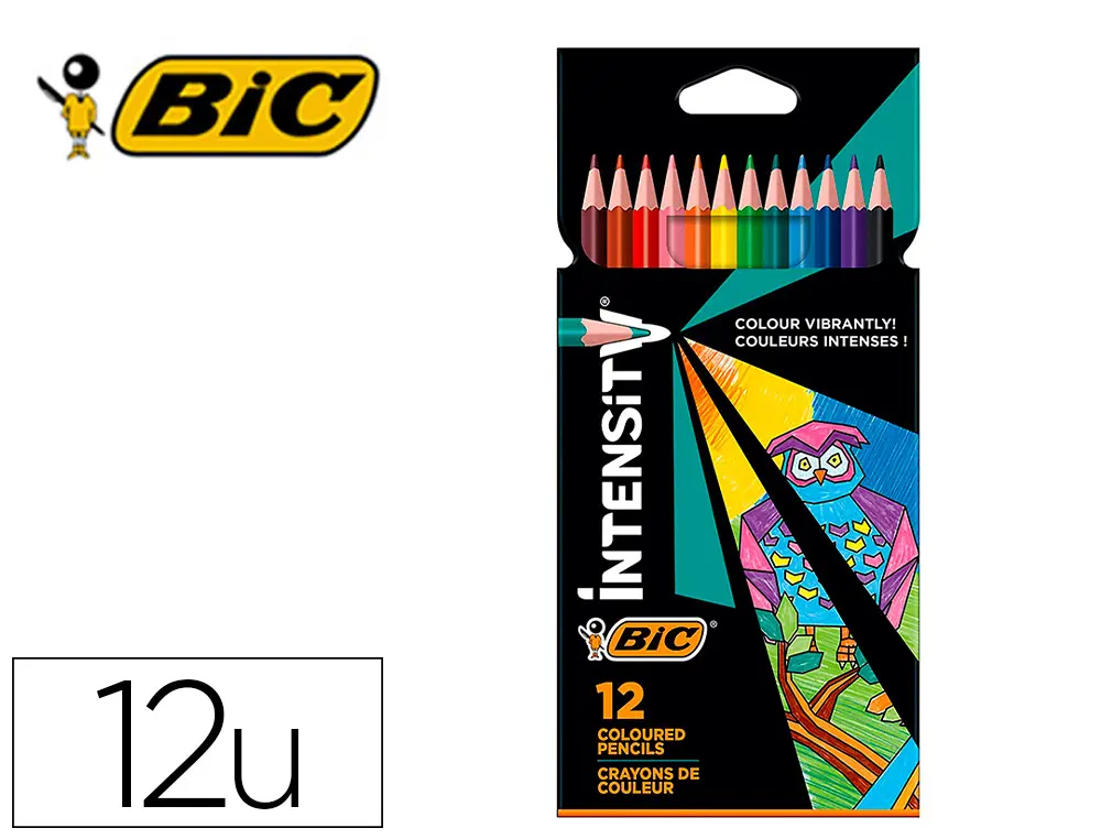 CRAYONS COULEUR BIC INTENSITY UP CORPS TRIANGULAIRE PACK DE 12
