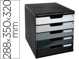 MODULE EXACOMPTA 5 TIROIRS CERTIFIES ANGE BLEU NOIR      NUANCES DE GRIS GLOSSY