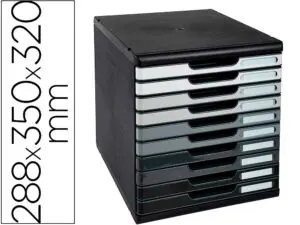 MODULE EXACOMPTA 10 TIROIRS CERTIFIES ANGE BLEU   NOIR NUANCES DE GRIS GLOSSY