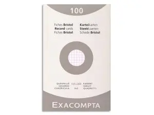 ETUI 100 FICHES EXACOMPTA BRISTOL QUADRILLEE 5X5 NON    PERFOREE BLANC 125X200MM