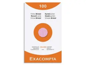 ETUI 100 FICHES EXACOMPTA BRISTOL QUADRILLEE 5X5 NON    PERFOREE ASSORTIS 125X200MM
