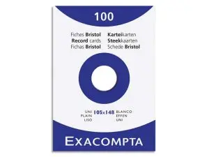 ETUI 100 FICHES EXACOMPTA BRISTOL UNI NON PERFOREE      BLANC 105X148MM