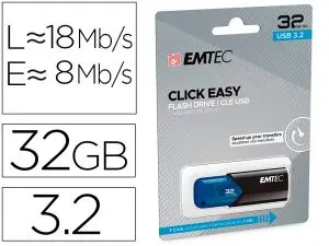 CLE USB EMTEC 3.2 B110  CLICK EASY 32GO COLORIS BLEU