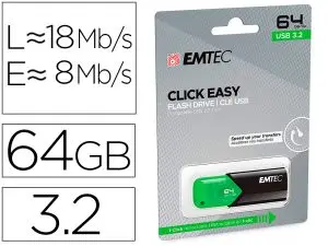 CLE USB EMTEC 3.2 B110  CLICK EASY 64GO COLORIS VERT