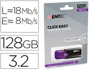 CLE USB EMTEC 3.2 B110  CLICK EASY 128GO COLORIS VIOLET