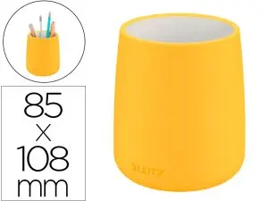 POT A CRAYON LEITZ COSY CERAMIQUE JAUNE 108MM DIAMETRE85MM
