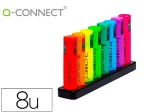 SURLIGNEUR Q-CONNECT FLUORESCENT NEON POINTE       BISEAUTEE ETUI DE BUREAU 8    COLORIS ASSORTIS