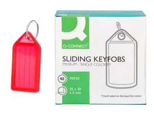 PORTE-CLES Q-CONNECT PORTE-ETIQUETTE PREMIUM       COLORIS ROUGE BOITE 40 UNITES