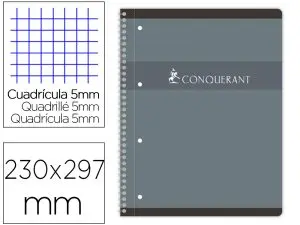 CAHIER CONQUERANT 7 INTEGRALE ET 4TROUS 230X297 160P 70G Q5/5 GRIS