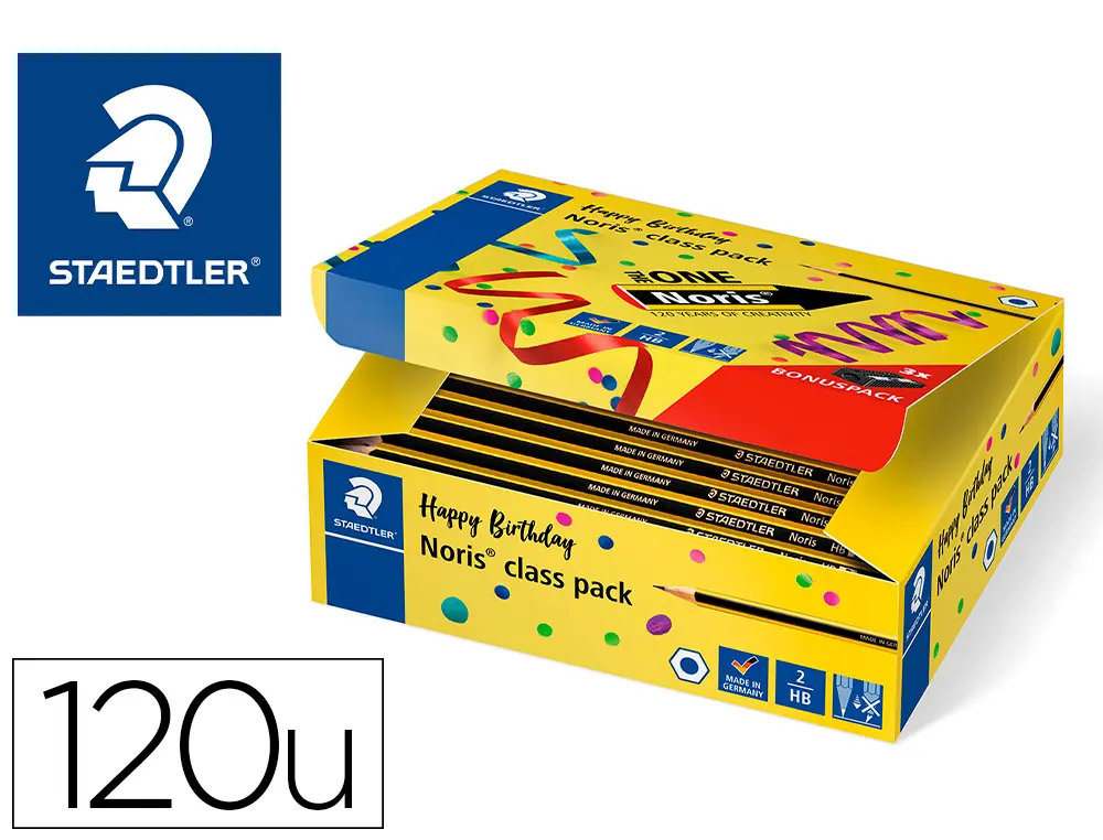 144 CRAYONS GRAPHITE CLASSPACK HB NORIS 120 ANNIVERSAIRE + 3 TAILLE-CRAYONS 510 50-9