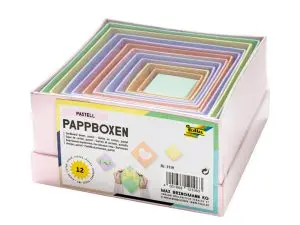 BOITE EN CARTON CARREES 12 PIECES COLORIS PASTEL         ASSORTIS