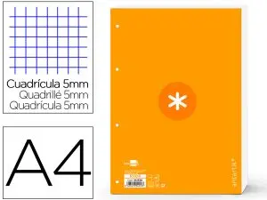 FEUILLET MOBILE ANTARTIK A4 80FEUILLES 90G QUADRILLAGE 5MM 4 TROUS BORD COLORIS JAUNE