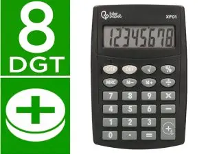 CALCULATRICE DE POCHE LIDERPAPEL XF01 8 CHIFFRES AVEC PILE 99X64X9 MM COLORIS NOIR