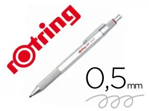 PORTEMINE ROTRING 600 MECANISME 3 EN 1 MINE 0,5 MM  ET STYLO-BILLE GRIP COLORIS   ARGENT