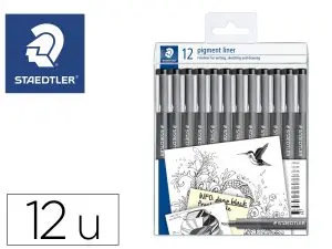 STYLO-FEUTRE STAEDTLER PIGMENT LINER 308 POINTES     CALIBR ES BAGUEE METAL DE     0,05 A 2MM COLORIS NOIR ETUI