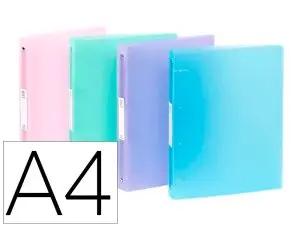 CLASSEUR A4 VIQUEL COUVERTURE SOUPLE DOS 4CM 4 ANNEAUX POLYPROPYLENE PROPYSOFT COLORIS ASSORTIS