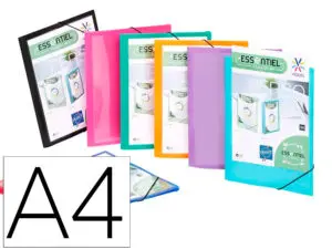 CHEMISE VIQUEL 3 RABATS A4 PERSONNALISABLE POLYPROPYLENE ESSENTIEL RECYCLE COLORIS ASSORTIS