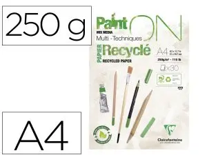 BLOC CLAIREFONTAINE PAINTON RECYCLE A4 30F BLANC 250G