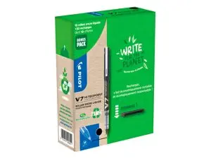 GREENBALL ROLLER ENCRE LIQUIDE 10 STYLOS + 10        RECHARGES POINTE MOYENNE NOIR