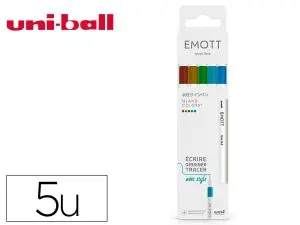 POCHETTE EMOTT 5 FEUTRES ISLAND COLORS POINTE FINE     COLORIS ASSORTIS